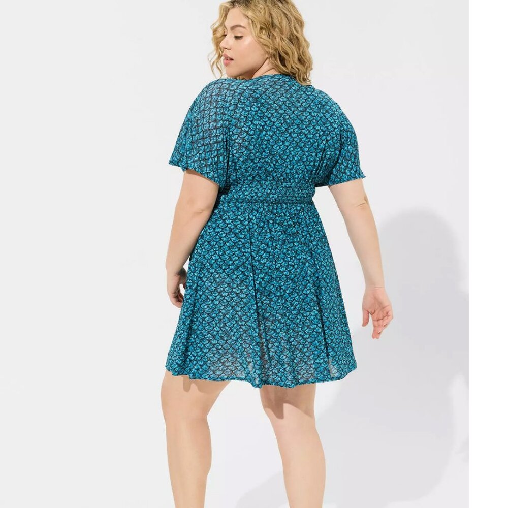 Torrid mesh smock waist coverup mermaid scale dress - Picture 3 of 11